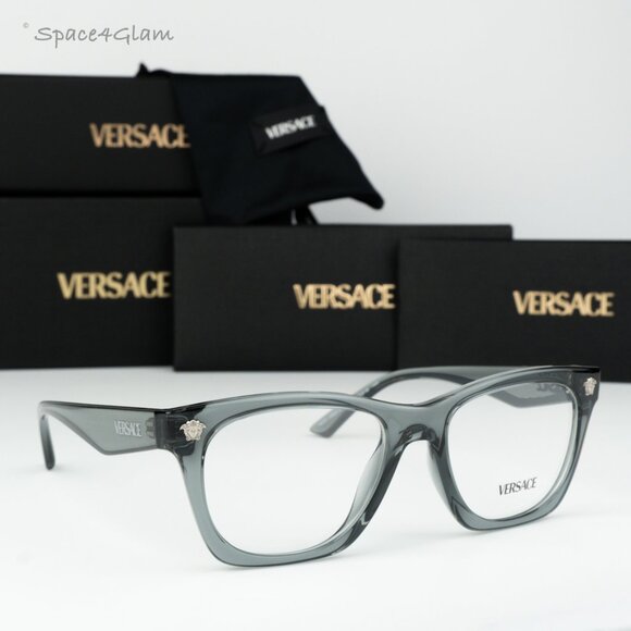 BRAND NEW Versace VE3363U 5496 Grey Demo Square Unisex Eyeglasses VE 3363U - Picture 1 of 6